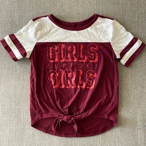 Old Navy Girls Support Girls burgundy and white tie front shirt Size XS (5)